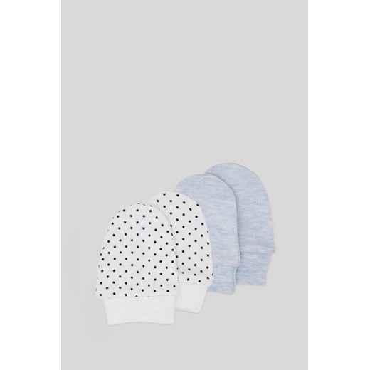 C&A Rękawiczki niemowlęce chroniące przed zadrapaniem-bawełna bio-2 pary, Niebieski, Rozmiar: 1 rozmiar