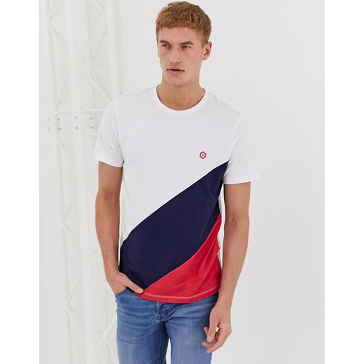 Jack & Jones Core – T-shirt o regularnym kroju ze skośnymi wstawkami w bloki kolorów-Biały Jack & Jones  L Asos Poland