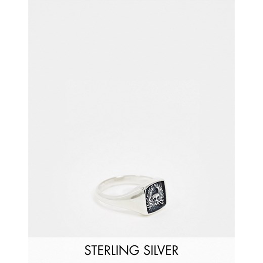 ASOS DESIGN — Pierścionek na mały palec ze srebra wysokiej próby w kształcie czaszki-Srebrny Asos  S/M Asos Poland