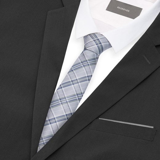 Reserved - Żakardowy krawat w kratę - Szary Reserved  One Size 