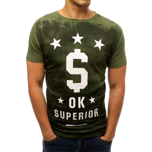 Dstreet t-shirt męski młodzieżowy z krótkimi rękawami zielony 