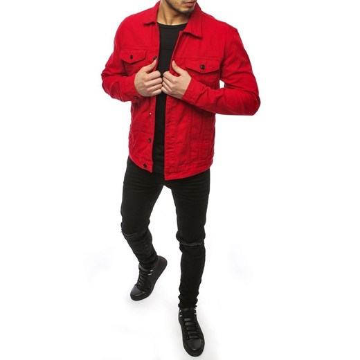 Czerwona kurtka męska Dstreet casual jeansowa 
