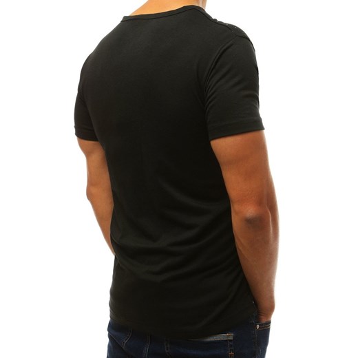 T-shirt męski czarny Dstreet z krótkimi rękawami w stylu młodzieżowym 