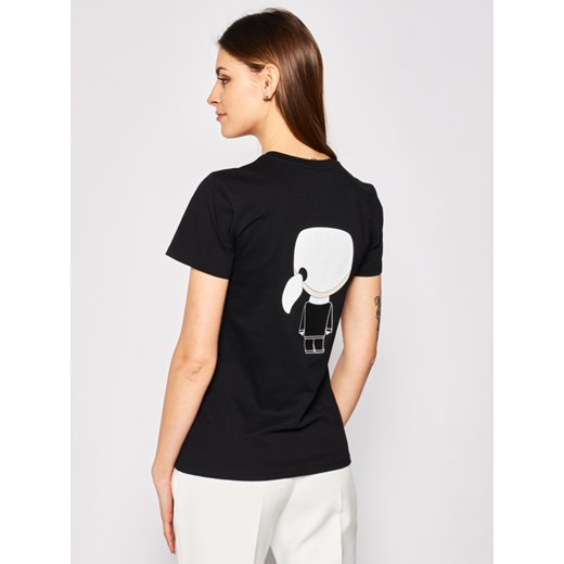 Czarna bluzka damska Karl Lagerfeld z okrągłym dekoltem 
