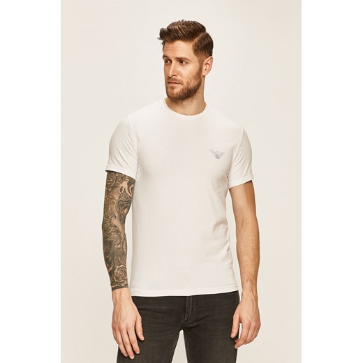 T-shirt męski biały Emporio Armani bez wzorów 