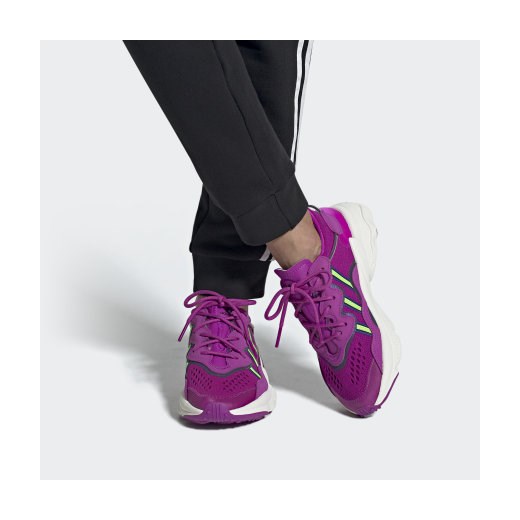 Buty sportowe damskie Adidas płaskie wiązane bez wzorów różowe 