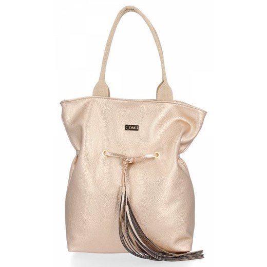 Shopper bag Conci matowa z frędzlami duża na ramię 