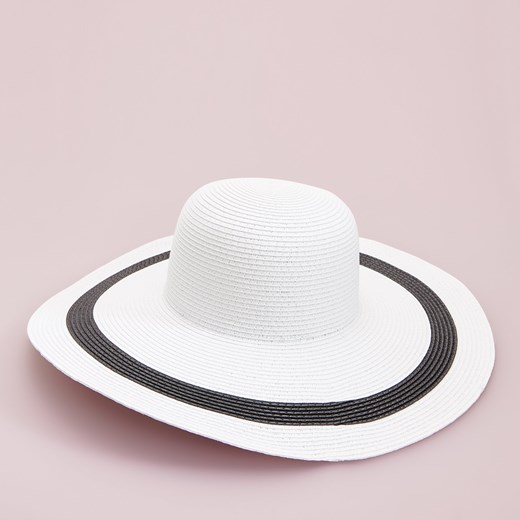 Reserved - Pleciony kapelusz z szerokim rondem - Biały  Reserved S 