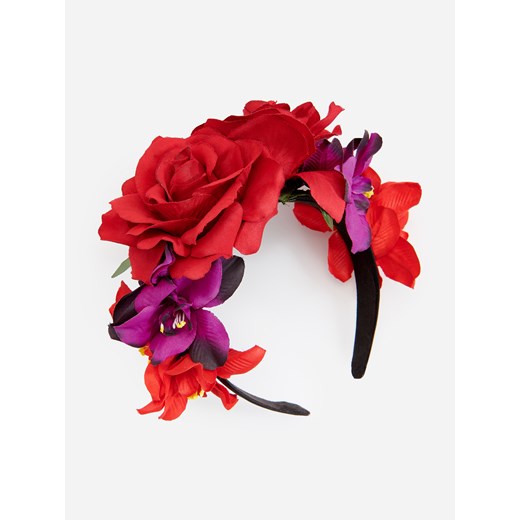 Reserved - Opaska na włosy ozdobiona kwiatami - Czerwony  Reserved One Size 