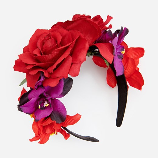 Reserved - Opaska na włosy ozdobiona kwiatami - Czerwony  Reserved One Size 