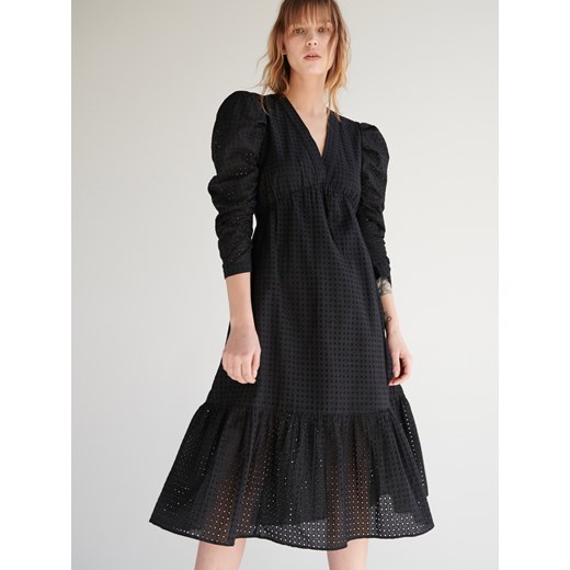 Reserved - Sukienka z bufiastymi rękawami - Czarny Reserved  36 