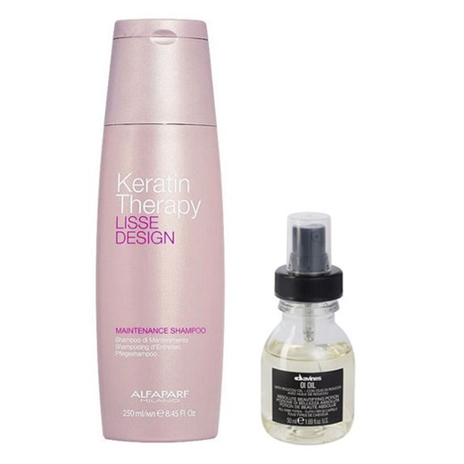 Alfaparf Keratin Therapy Maintenance and OI Oil | Zestaw do wygładzenia i regeneracji włosów: szampon 250ml + olejek  50ml
