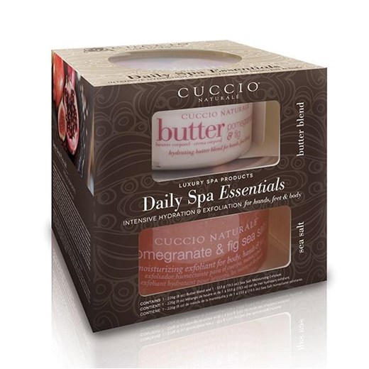 Cuccio Daily SPA Essentials | Zestaw SPA do dłoni, stóp i ciała - owoc granatu i figa