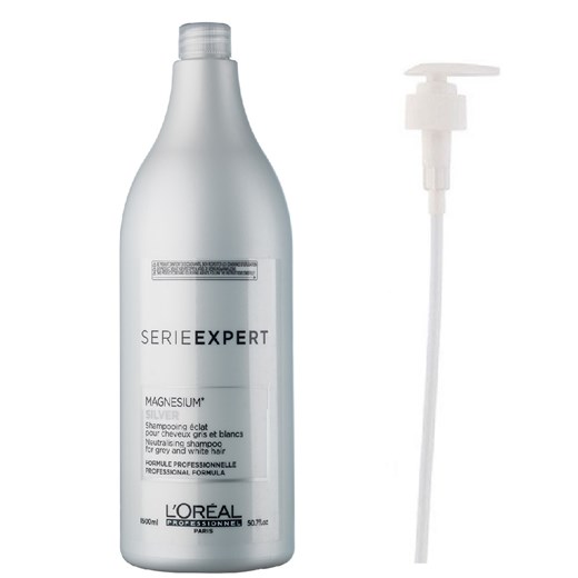 Loreal Silver | Zestaw: szampon do włosów siwych lub rozjaśnionych 1500ml + POMPKA W PREZENCIE!
