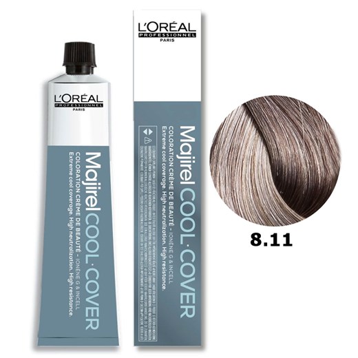 Loreal Majirel Cool Cover | Trwała farba do włosów o chłodnych odcieniach - kolor 8.11 jasny blond popielaty głęboki 50ml