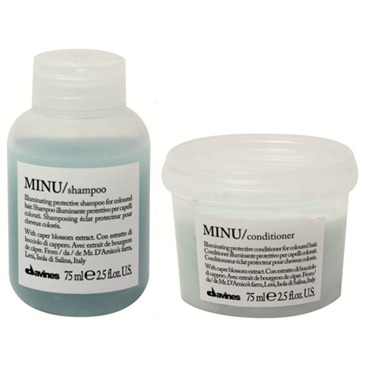 Davines Minu | Minizestaw do włosów farbowanych: szampon 75ml + odżywka 75ml