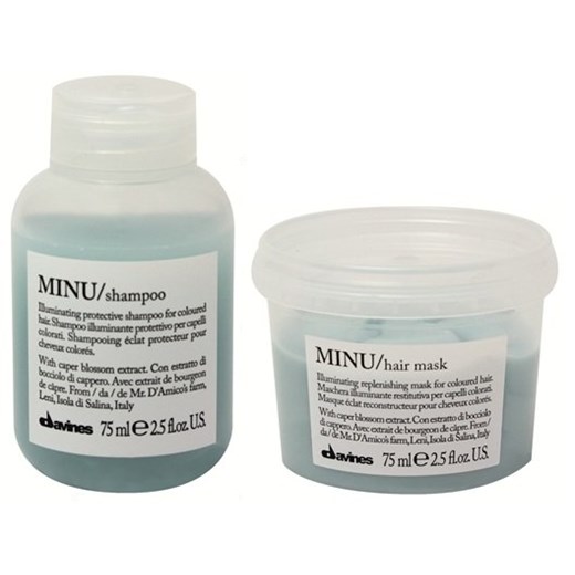 Davines Minu | Minizestaw do włosów farbowanych: szampon 75ml + maska 75ml