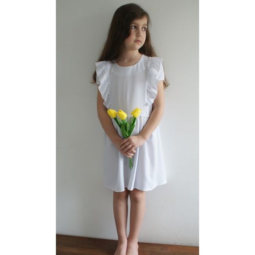 Sukienka dziewczęca biała Lemika na wiosnę 