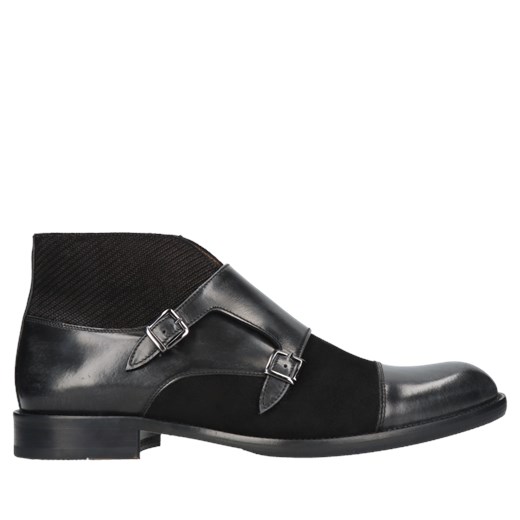 Conhpol buty zimowe męskie czarne skórzane 
