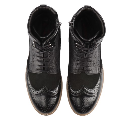Buty zimowe męskie Conhpol czarne casual skórzane wiązane