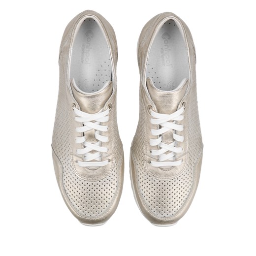 Conhpol Dynamic buty sportowe damskie złote skórzane klasyczne 