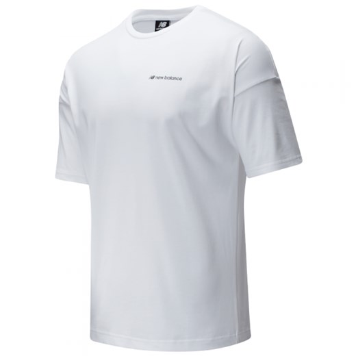 T-shirt męski biały New Balance casualowy z krótkimi rękawami 