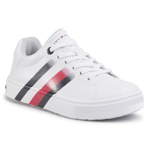 Sneakersy TOMMY HILFIGER - Low Cut Lace-Up Sneaker T3B4-30721-0901 M White 100