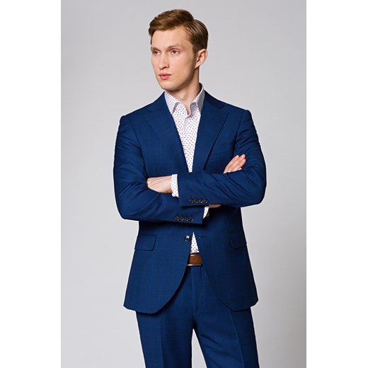 Niebieski garnitur męski Lancerto elegancki w kratkę 