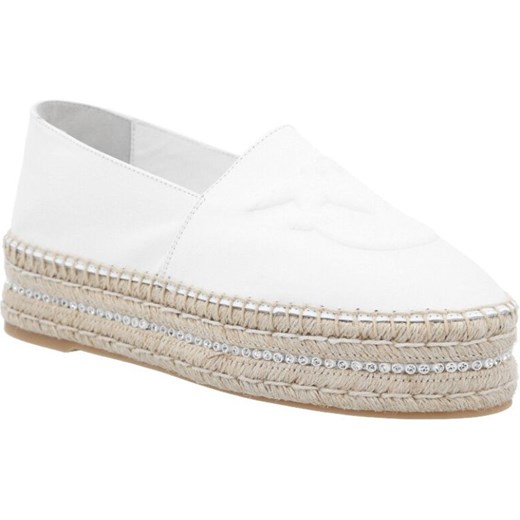 Espadryle damskie Pinko białe bez wzorów skórzane