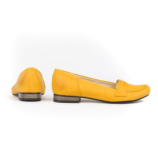 Balerinki Zapato bez zapięcia żółte płaskie zamszowe 