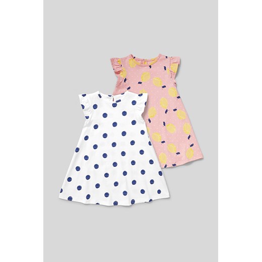 C&A Sukienka niemowlęca-bawełna bio-2 szt.-w kropki, Biały, Rozmiar: 92