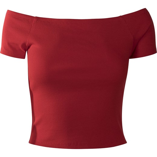 Urban Classics - Ladies Off Shoulder Rib Tee - T-Shirt - czerwony    