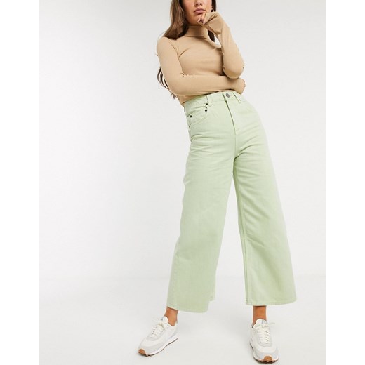 ASOS DESIGN – Premium – Jeansy z szerokimi nogawkami w kolorze limonkowym-Zielony