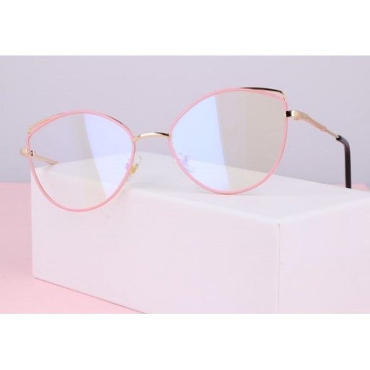 Okulary zerówki DAMSKIE kocie oczy z antyrefleksem Pink 2527-4    Stylion