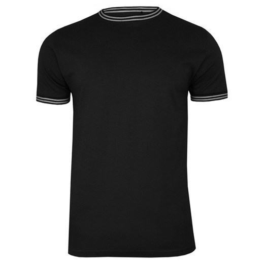 Czarny Bawełniany T-Shirt Męski Bez Nadruku -Brave Soul- Koszulka, Krótki Rękaw, z Białą Lamówką TSBRSSS20GALWAYblack  Brave Soul M JegoSzafa.pl