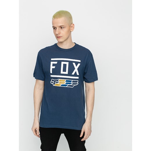 T-shirt męski niebieski Fox w stylu młodzieżowym z bawełny 