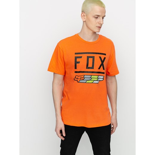T-shirt męski Fox z krótkim rękawem z napisem pomarańczowa 