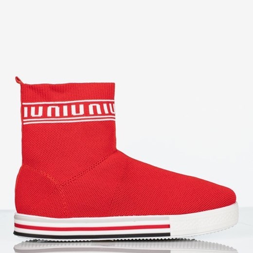 Czerwone sportowe buty z ozdobną skarpetką California Love - Obuwie  Royalfashion.pl 39 