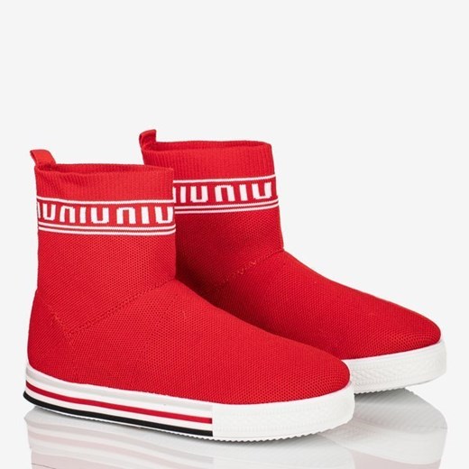 Czerwone sportowe buty z ozdobną skarpetką California Love - Obuwie Royalfashion.pl  37 