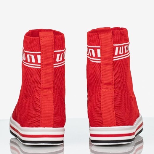 Czerwone sportowe buty z ozdobną skarpetką California Love - Obuwie  Royalfashion.pl 36 