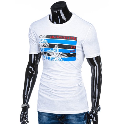 T-shirt męski z nadrukiem 1206S - biały Edoti.com  M 