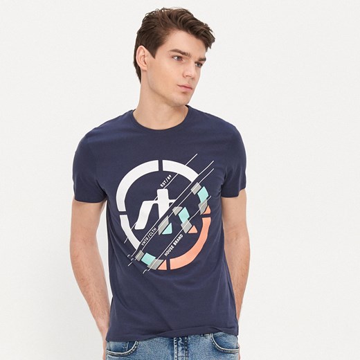 T-shirt męski House niebieski z krótkim rękawem wiosenny 