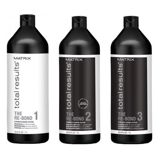 Matrix Total Results Re-Bond | Regenerujący zestaw do włosów bardzo zniszczonych: szampon 1000ml + intensywna odżywka 1000ml + odżywka 1000ml