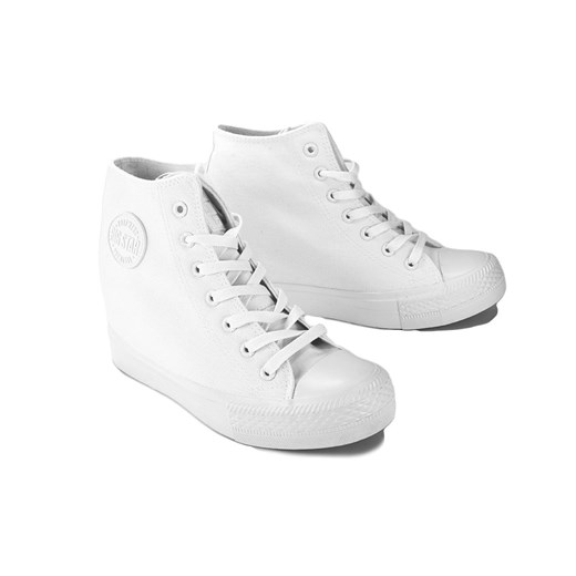 BIG STAR buty sportowe damskie sneakersy młodzieżowe białe sznurowane 