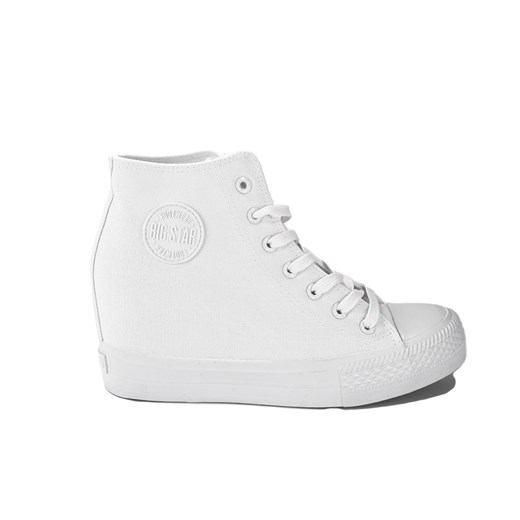 Buty sportowe damskie BIG STAR sneakersy młodzieżowe sznurowane białe na koturnie 