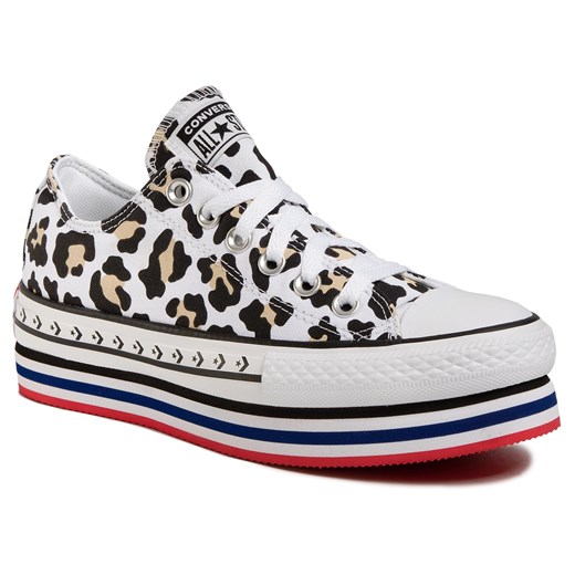 Trampki CONVERSE - Ctas Platform Layer Ox 566764C White/Black/Desert Ore