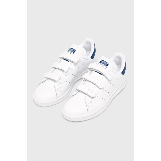 Buty sportowe damskie Adidas Originals na wiosnę białe ze skóry bez wzorów na rzepy 