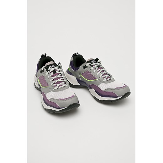 Buty sportowe damskie fioletowe Skechers sneakersy płaskie ze skóry 
