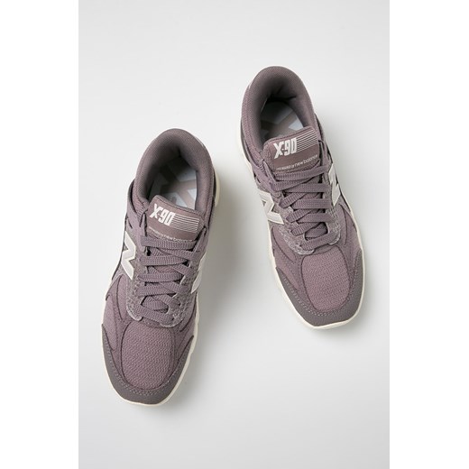 Buty sportowe damskie New Balance dla biegaczy fioletowe skórzane gładkie 
