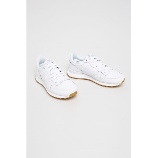 Buty sportowe damskie Nike Sportswear do biegania gładkie skórzane białe płaskie wiązane 